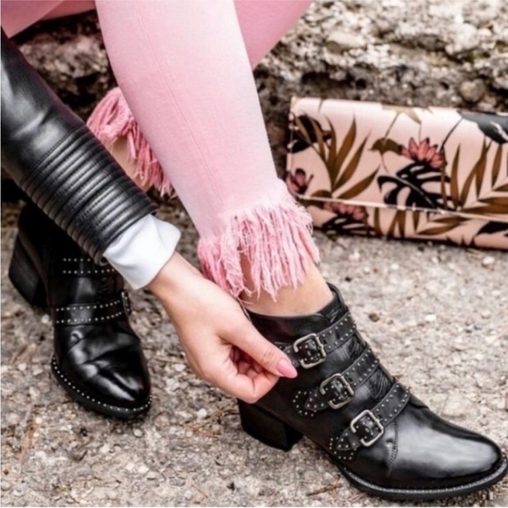 Paul Green Black Studded Ankle Boots